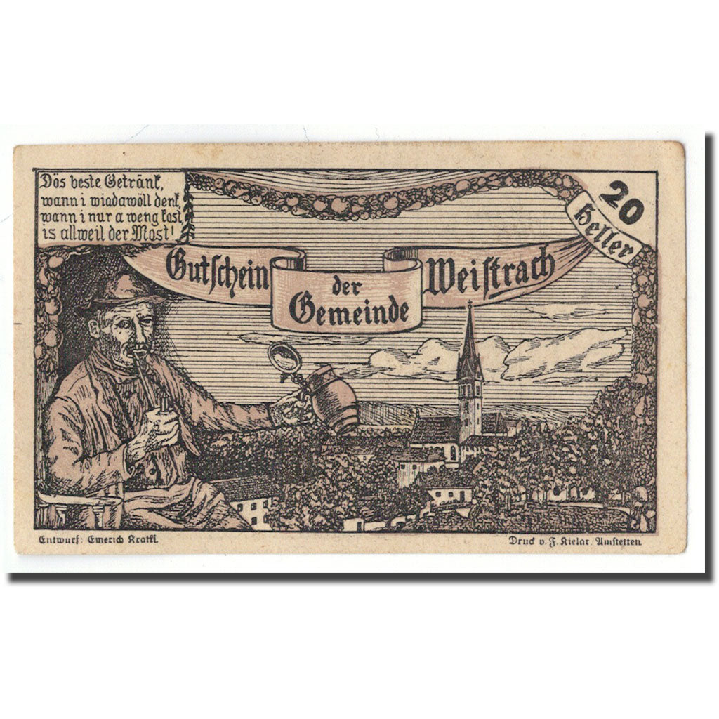 Geldschein, Österreich, Weistrach, 20 Heller, paysage, 1920, UNZ-, Mehl:FS