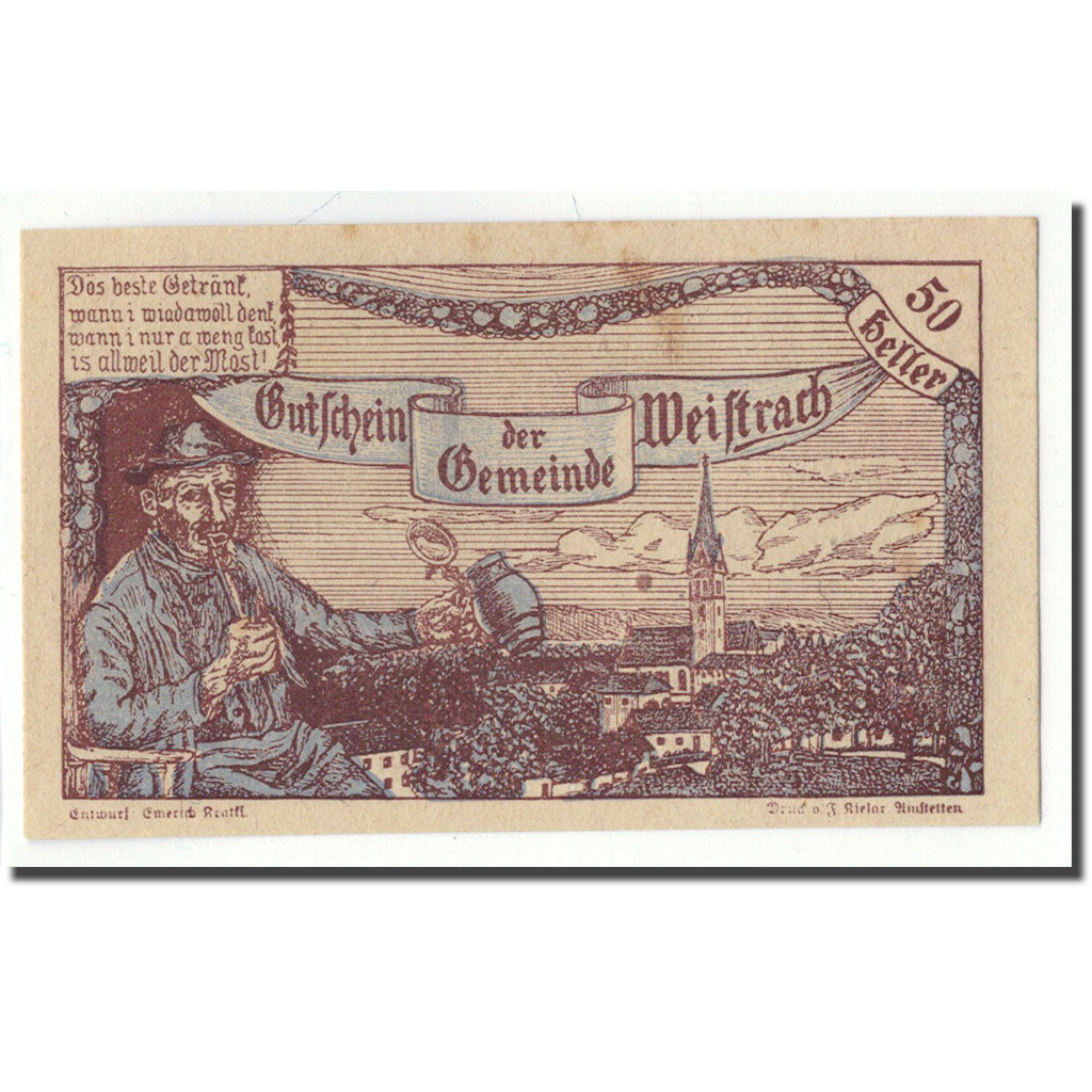 Geldschein, Österreich, Weistrach, 50 Heller, paysage, 1920, UNZ-, Mehl:FS