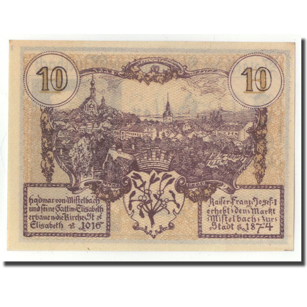 Geldschein, Deutschland, Mistelbach, 10 Heller, paysage, 1920, UNZ-, Mehl:FS