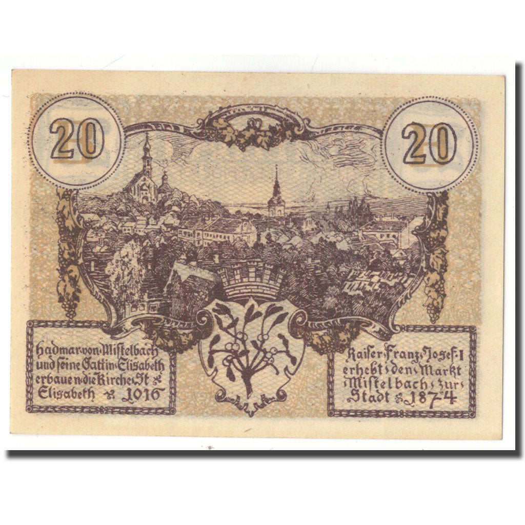 Geldschein, Deutschland, Mistelbach, 20 Heller, paysage, 1920, UNZ-, Mehl:FS