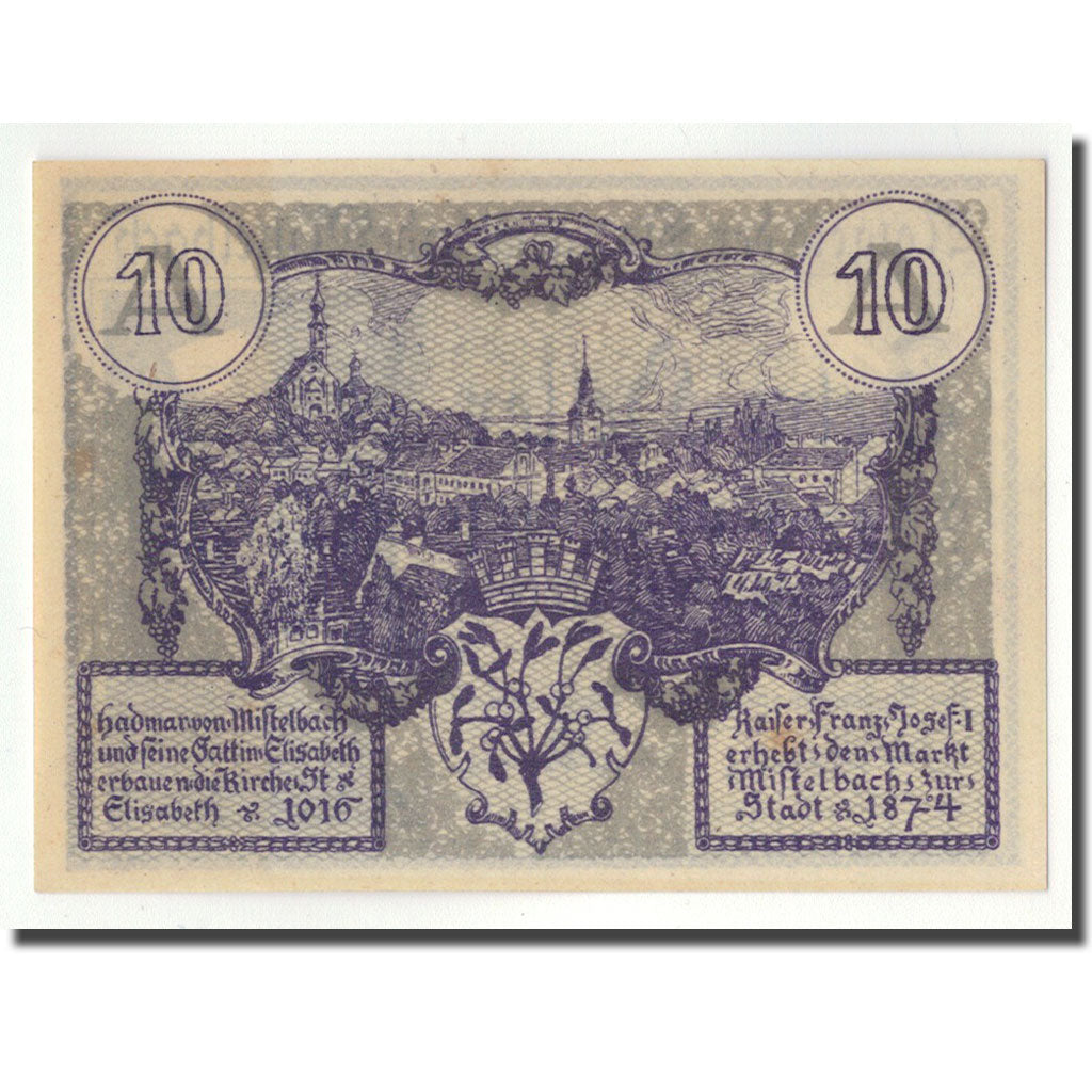 Geldschein, Deutschland, Mistelbach, 10 Heller, paysage, 1920, UNZ-, Mehl:FS