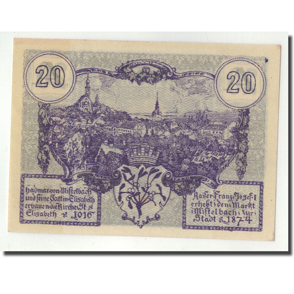 Geldschein, Deutschland, Mistelbach, 20 Heller, paysage, 1920, UNZ-, Mehl:FS