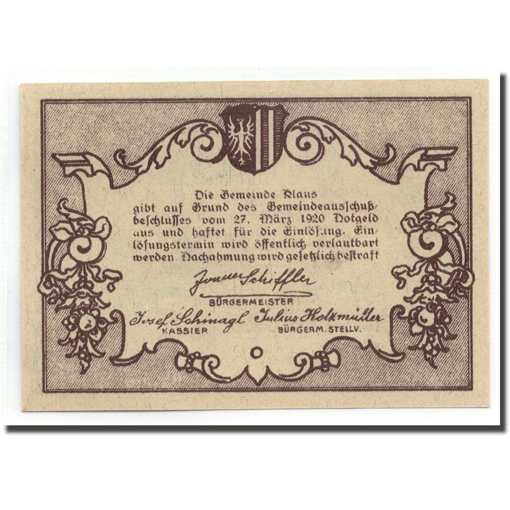 Geldschein, Österreich, Klaus, 10 Heller, pont, 1920, 1920-03-27, UNZ-, Mehl:FS