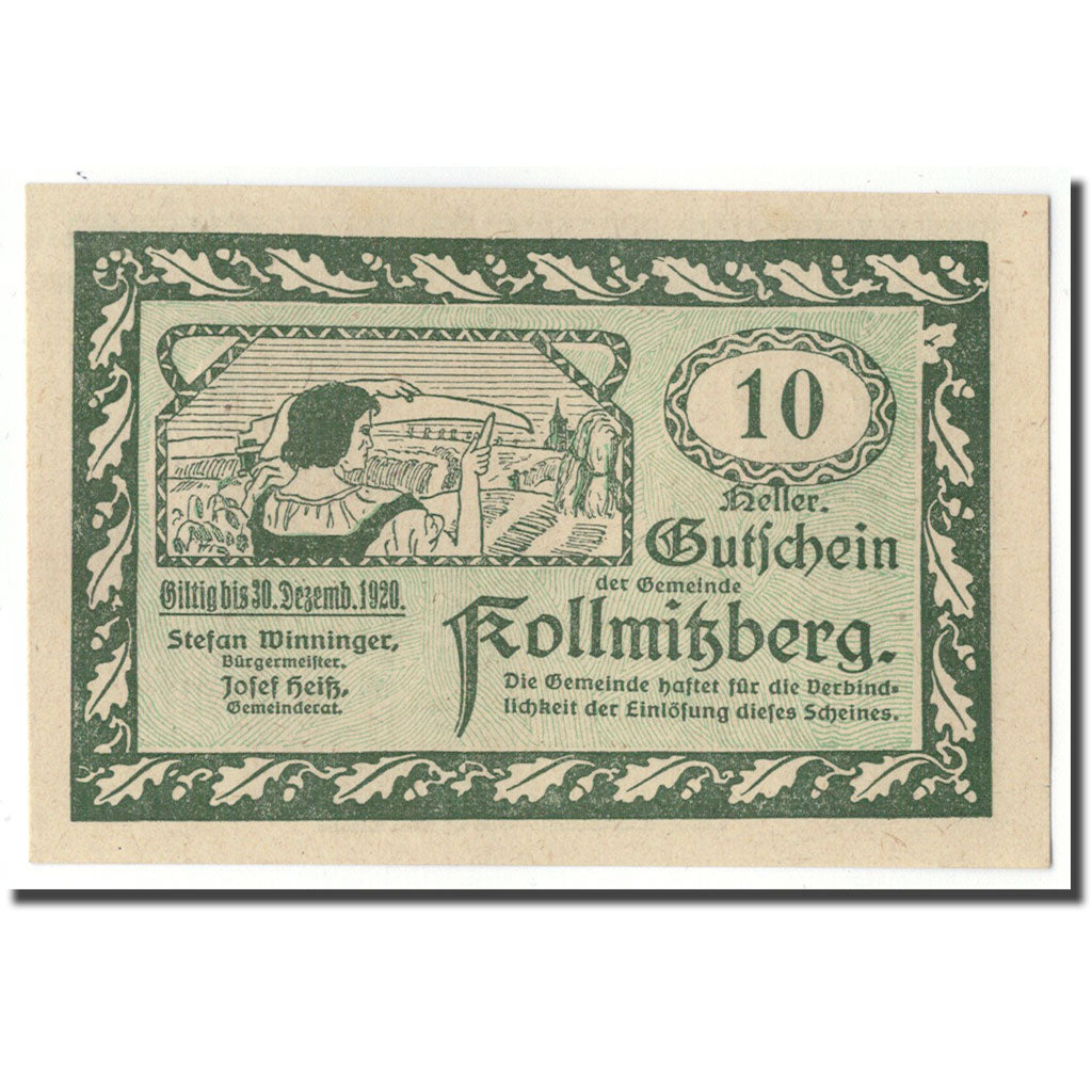 Geldschein, Österreich, Kollmitzberg, 10 Heller, Eglise, 1920, UNZ-, Mehl:FS