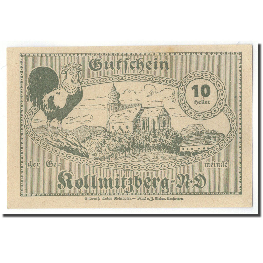 Geldschein, Österreich, Kollmitzberg, 10 Heller, Eglise, 1920, UNZ-, Mehl:FS