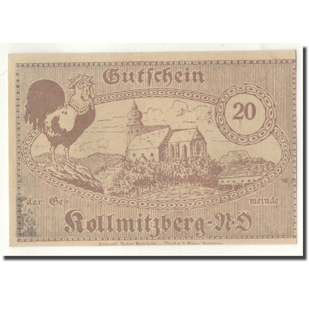 Geldschein, Österreich, Kollmitzberg, 20 Heller, Eglise, 1920, UNZ-, Mehl:FS