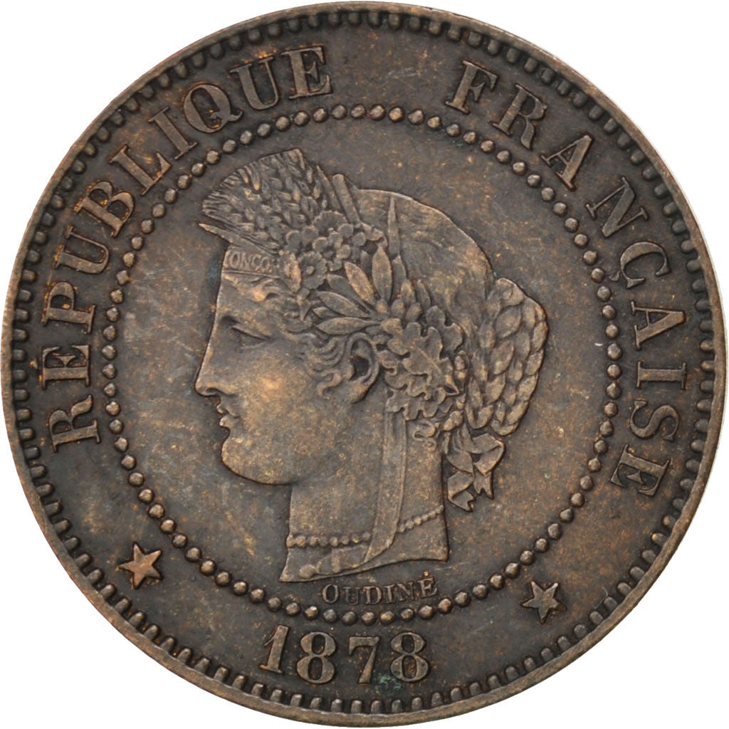 Coin, France, Cérès, 2 Centimes, 1878, Paris, AU(50-53), Bronze, KM:827.1