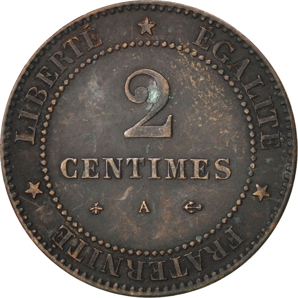 Coin, France, Cérès, 2 Centimes, 1878, Paris, AU(50-53), Bronze, KM:827.1