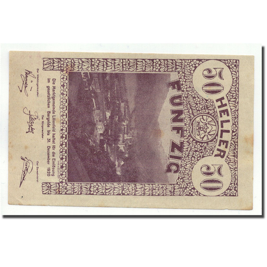 Geldschein, Österreich, Lilienfeld, 50 Heller, paysage, 1920, 1920-04-30, UNZ-