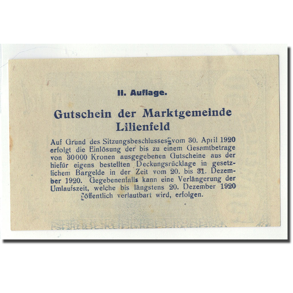 Geldschein, Österreich, Lilienfeld, 50 Heller, paysage 1, 1920, 1920-04-30