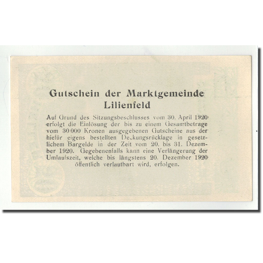 Geldschein, Österreich, Lilienfeld, 50 Heller, paysage 2, 1920, 1920-04-30