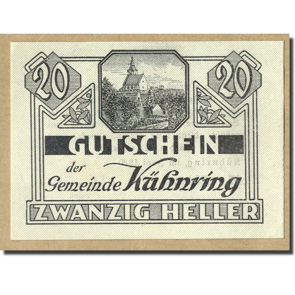 Geldschein, Österreich, Kuhnring, 20 Heller, paysage, 1920, UNZ-, Mehl:FS 489f