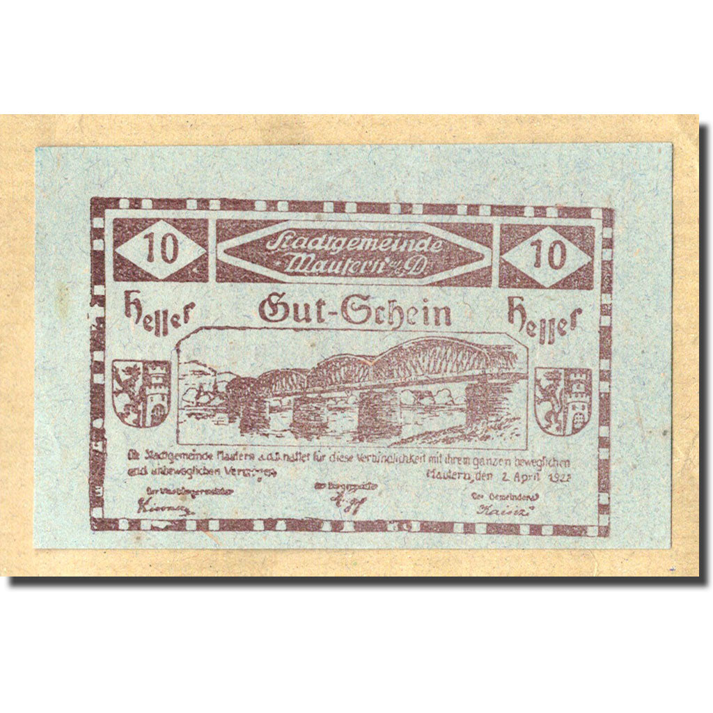 Geldschein, Österreich, Mautern, 10 Heller, pont, 1920, 1920-04-02, UNZ-