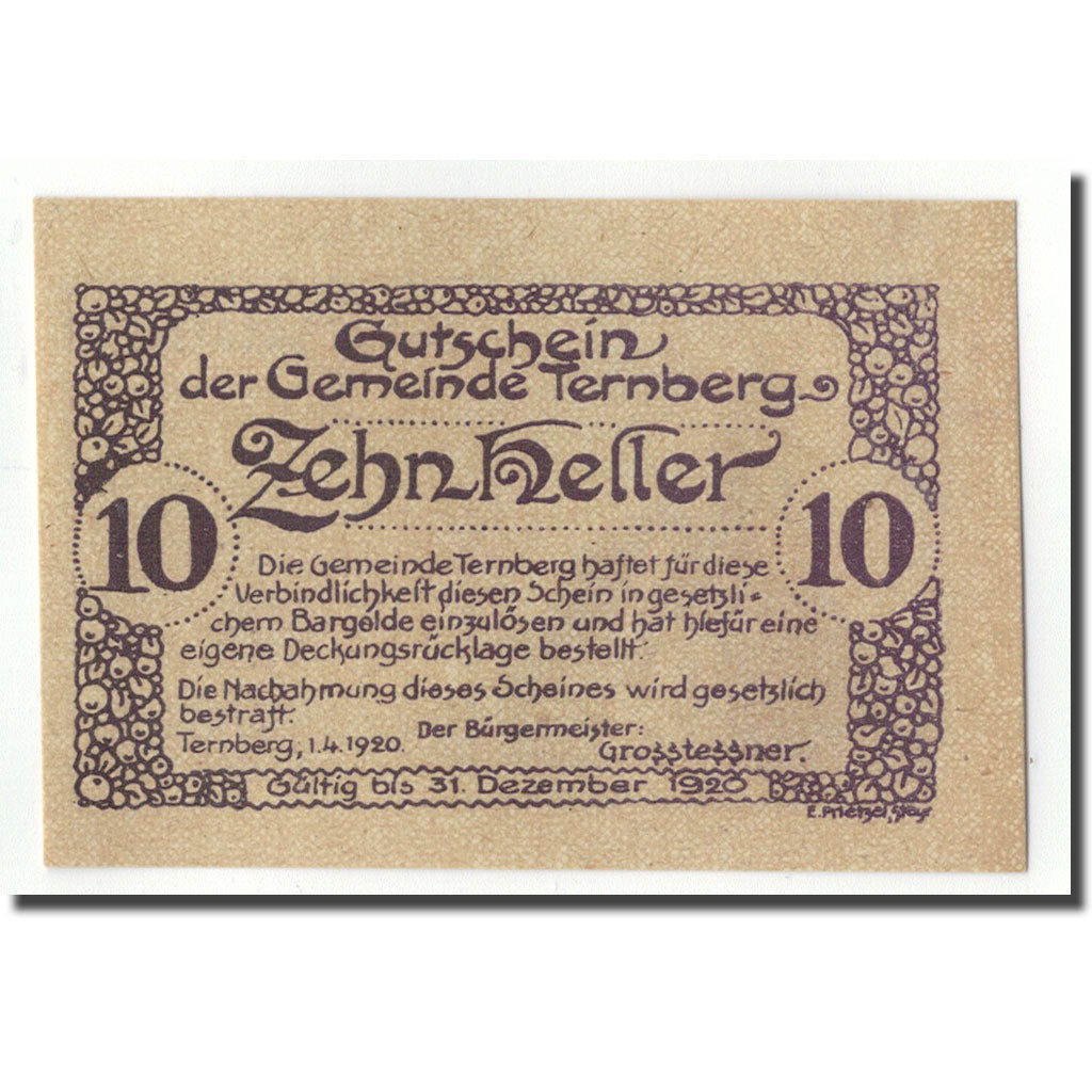 Geldschein, Österreich, Ternberg, 10 Heller, Eglise, 1920, 1920-04-01, UNZ-