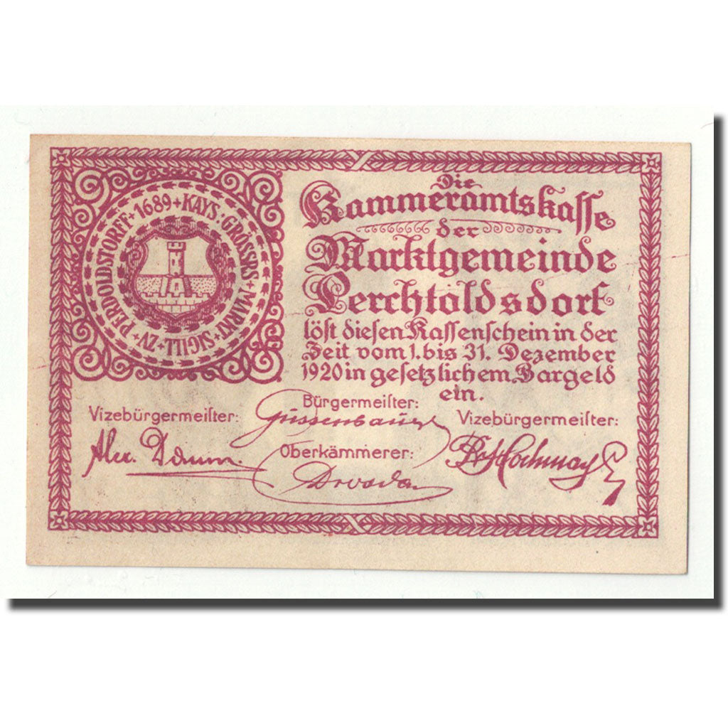 Geldschein, Österreich, Perchtoldsdorf, 50 Heller, tour, UNZ-, Mehl:FS 728