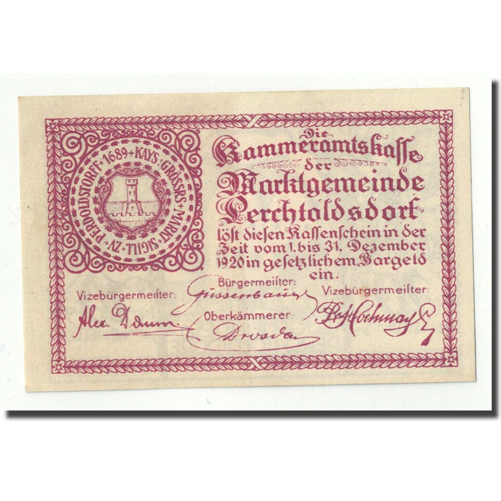 Geldschein, Österreich, Perchtoldsdorf, 20 Heller, Maison, UNZ-, Mehl:FS 728