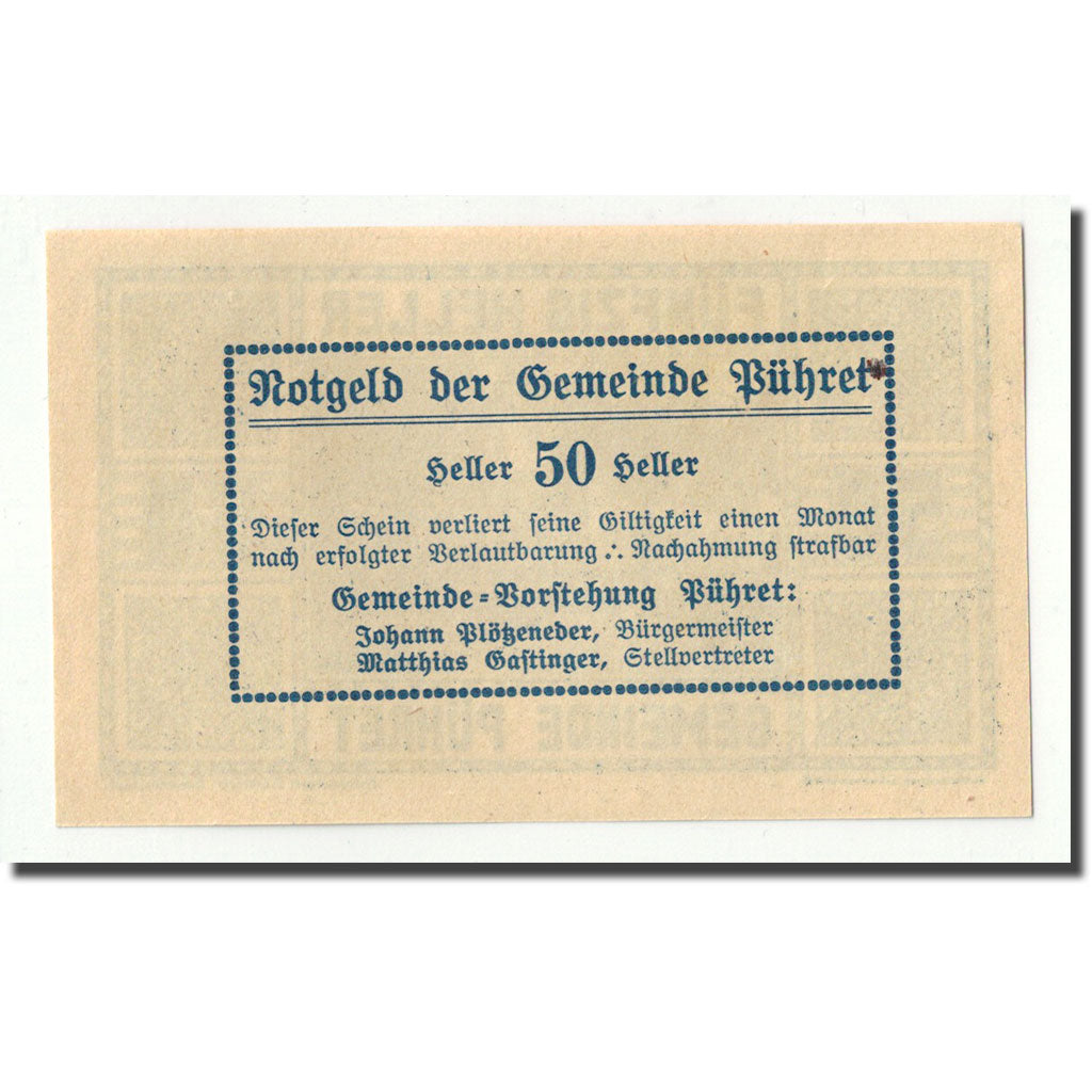 Geldschein, Österreich, Pühret, 50 Heller, paysage, UNZ-, Mehl:FS 791a