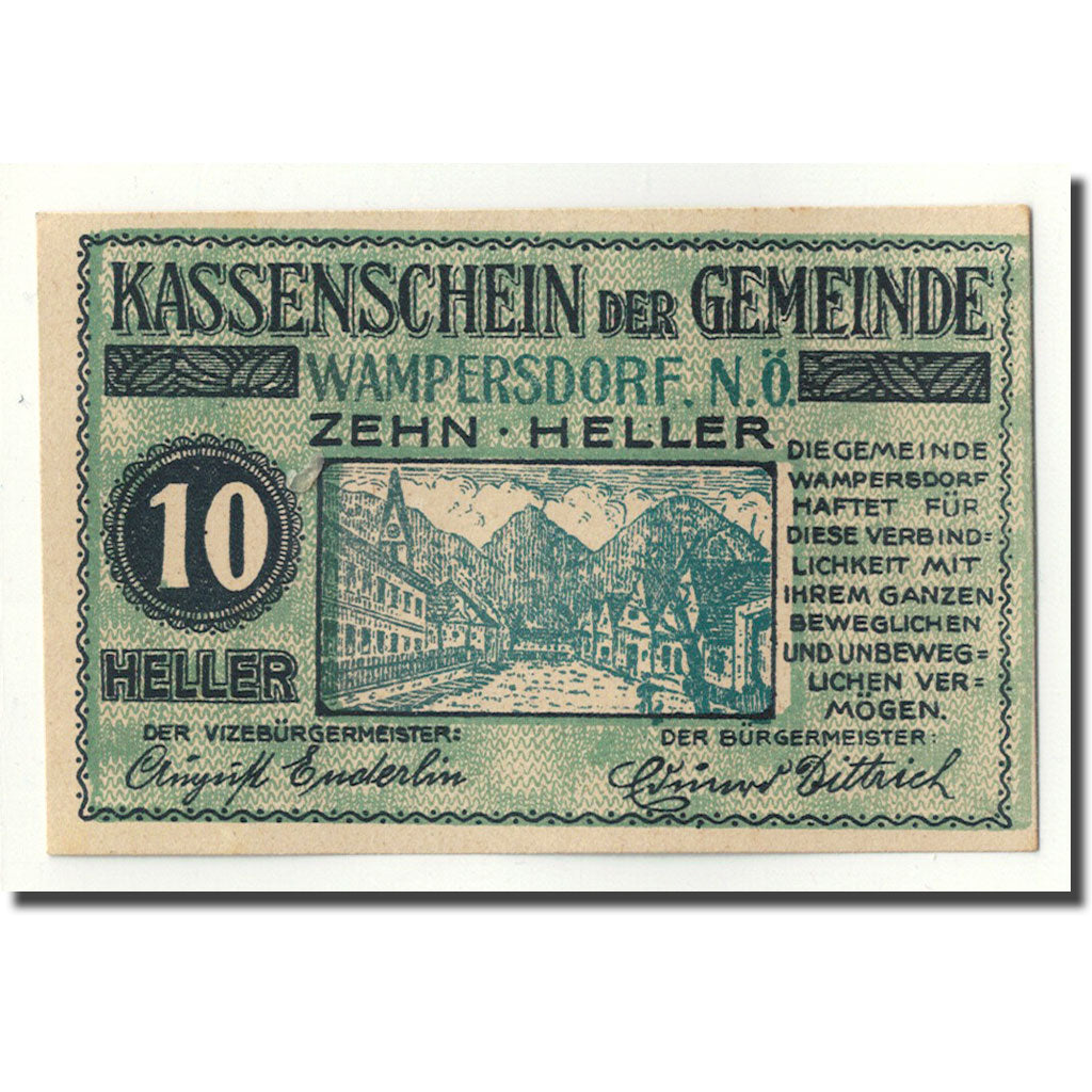 Geldschein, Österreich, Wampersdorf, 10 Heller, paysage, UNZ-, Mehl:FS 1138b