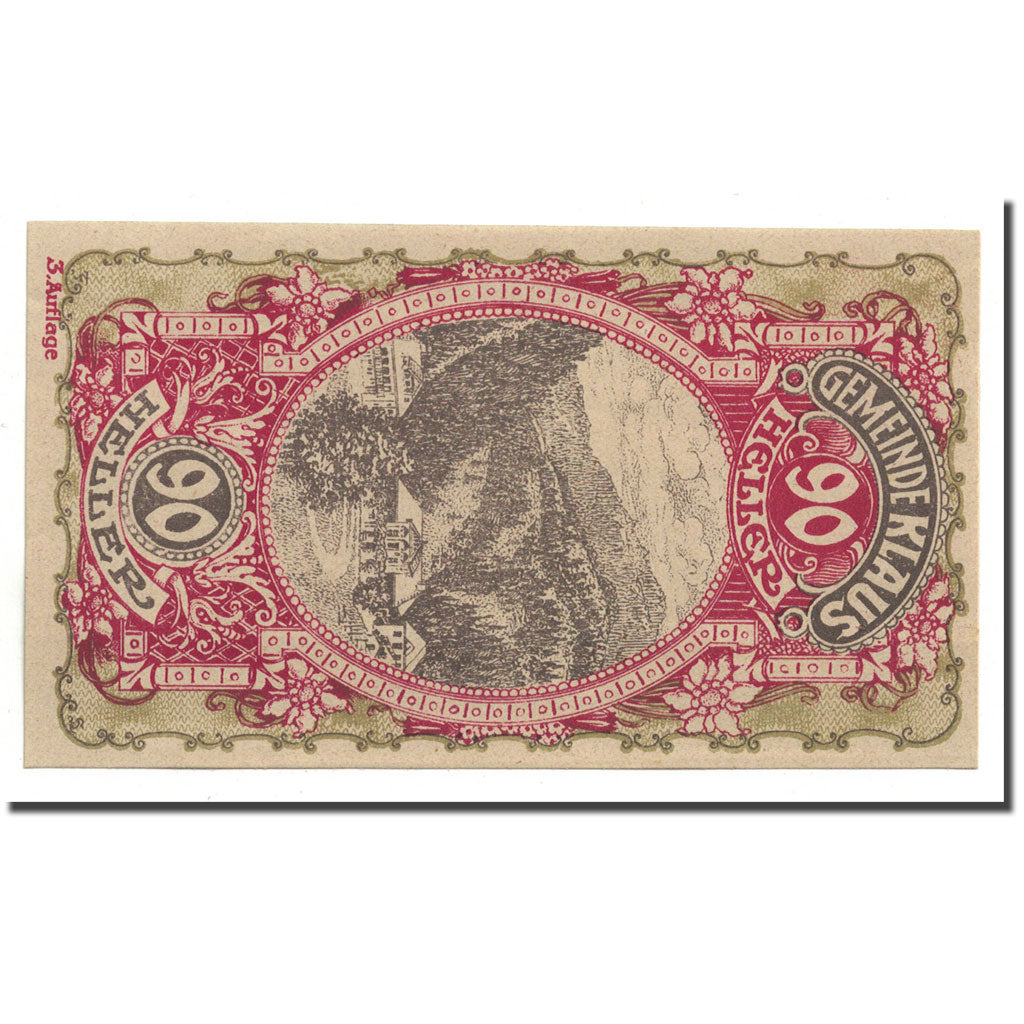 Geldschein, Österreich, Klaus, 90 Heller, paysage, 1920, 1920-06-15, UNZ-