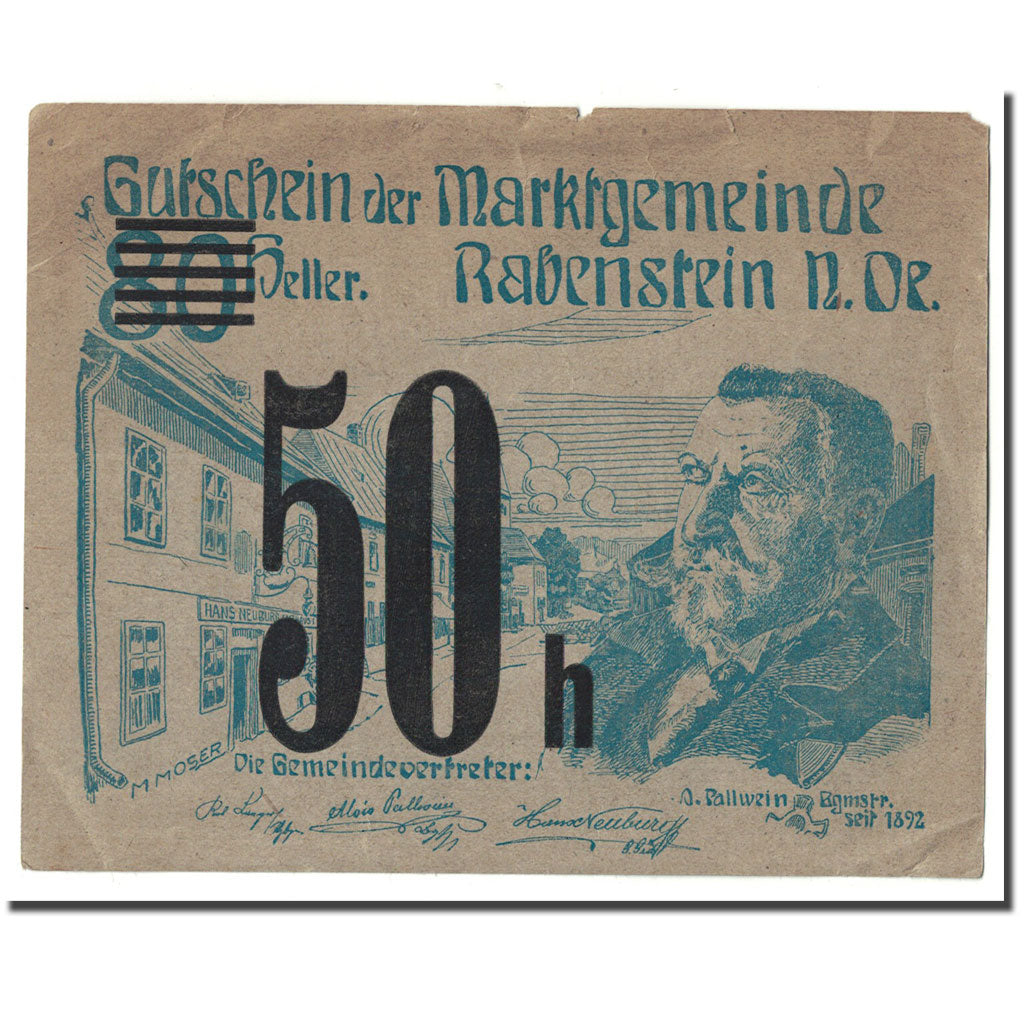 Geldschein, Österreich, Rabenstein, 50 Heller, paysage 3, 1920, 1920-04-19