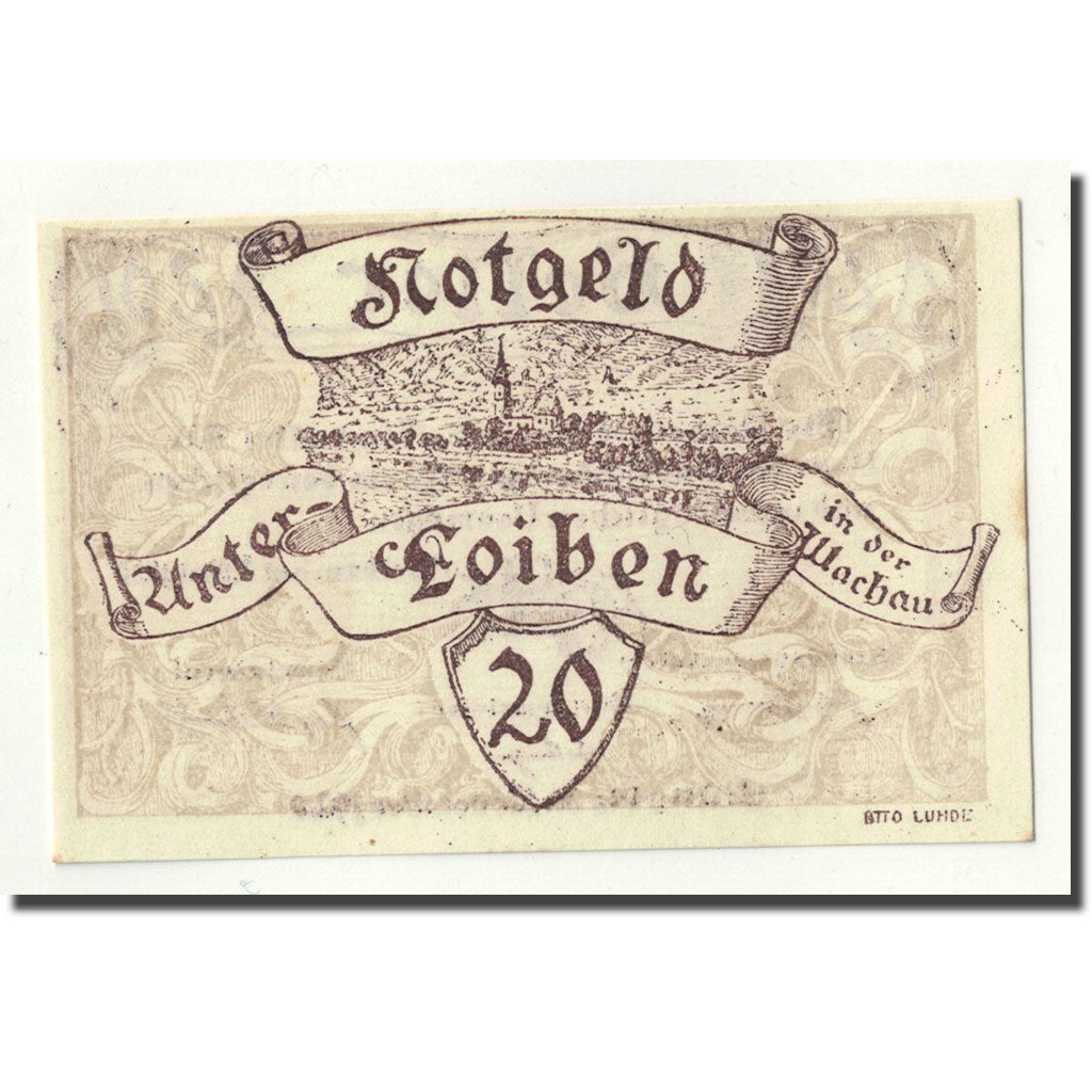 Geldschein, Österreich, Unter-loiben, 20 Heller, paysage, 1920, 1920-05-02