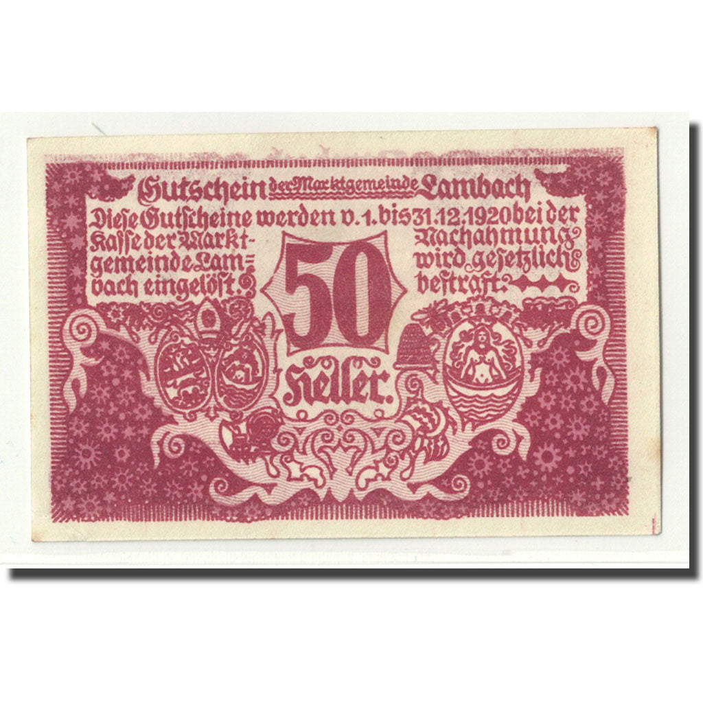 Geldschein, Österreich, Lambach, 50 Heller, château, 1920, 1920-03-30, UNZ-