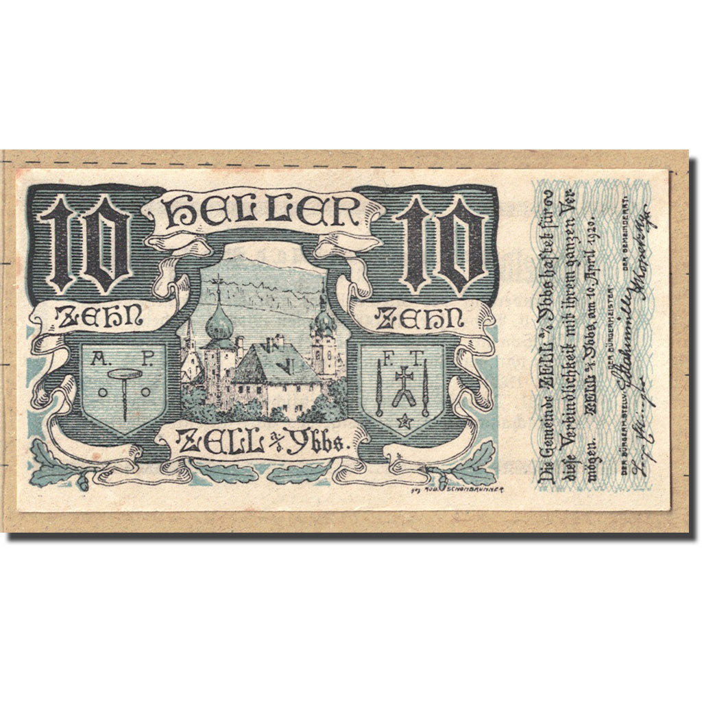 Geldschein, Österreich, Zell a/d Ybbs, 10 Heller, Ecusson, 1920, 1920-04-10