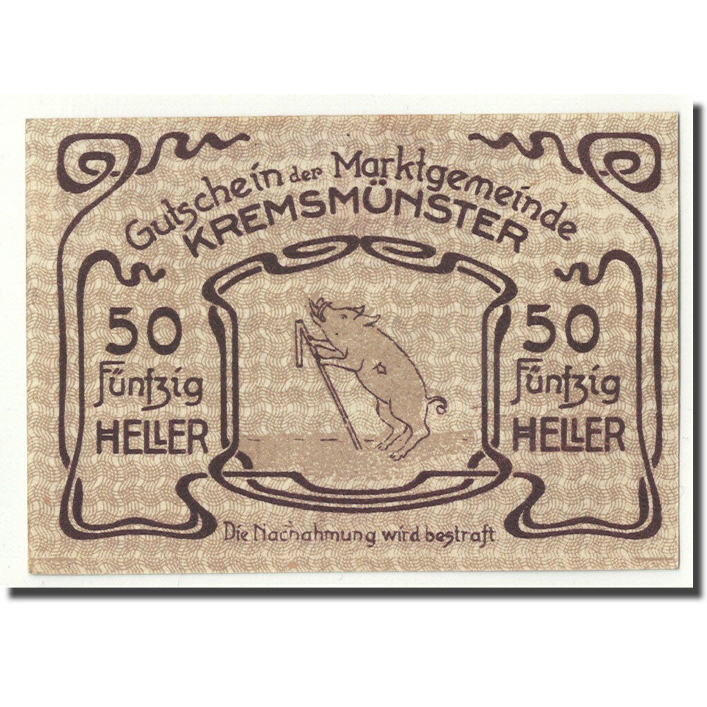 Geldschein, Österreich, Kremsmunster, 50 Heller, animal, 1920, UNZ-, Mehl:FS