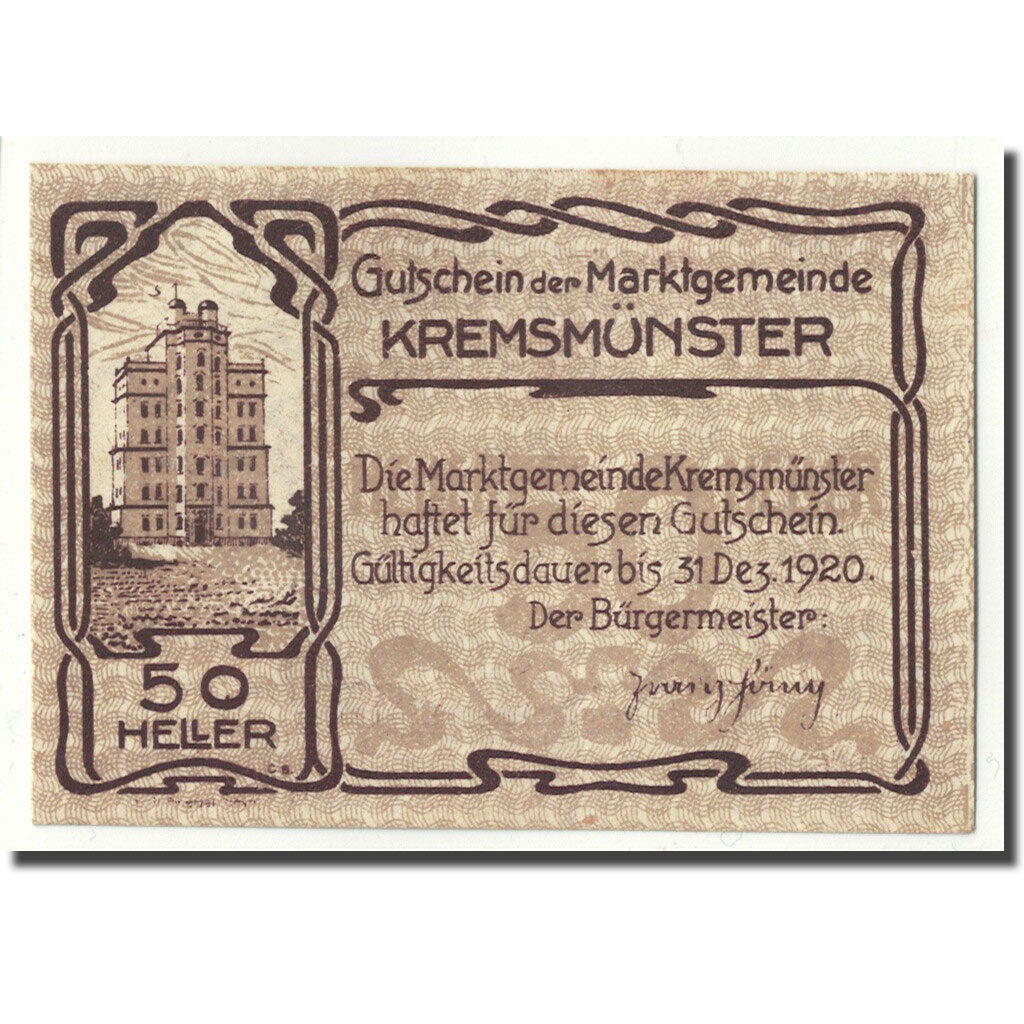 Geldschein, Österreich, Kremsmunster, 50 Heller, animal, 1920, UNZ-, Mehl:FS