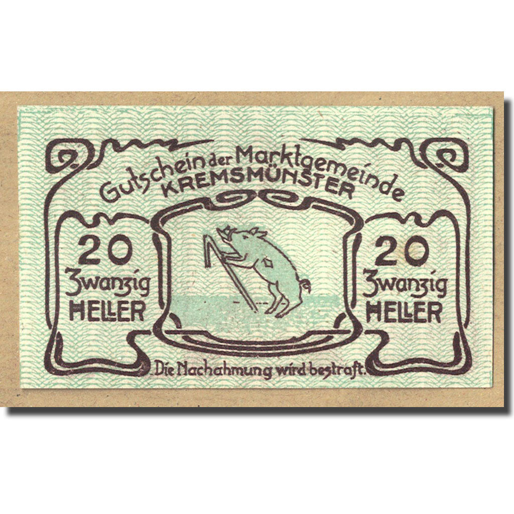 Geldschein, Österreich, Kremsmunster, 20 Heller, animal, 1920, UNZ-, Mehl:FS