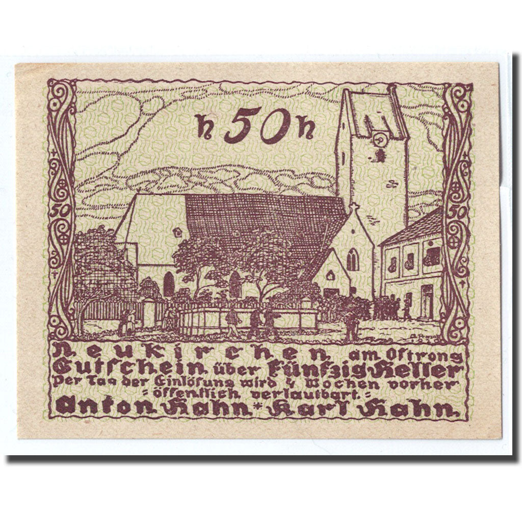 Geldschein, Österreich, Neukirchen, 50 Heller, Eglise, 1920, 1920-05-05, UNZ-
