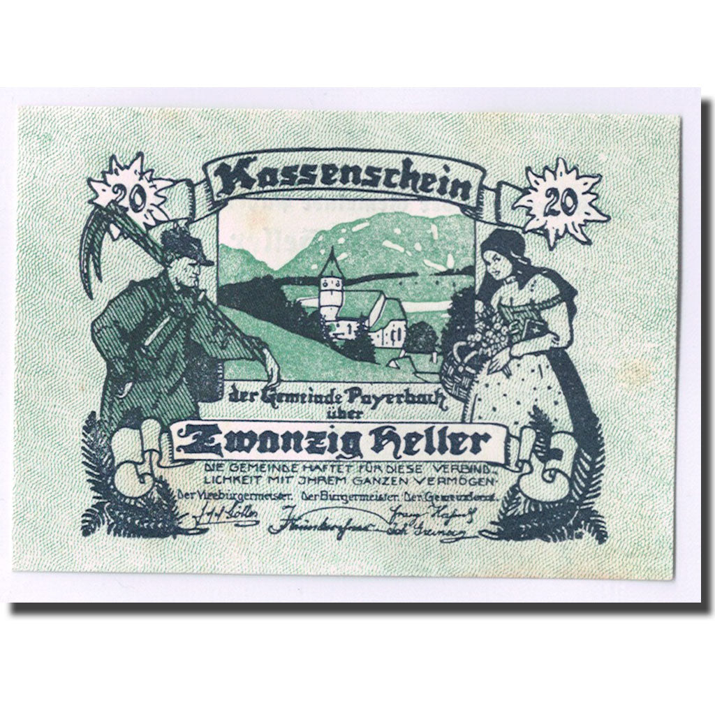 Banknote, Austria, Payerbach, 20 Heller, paysage, 1920, UNC(63), Mehl:FS 725