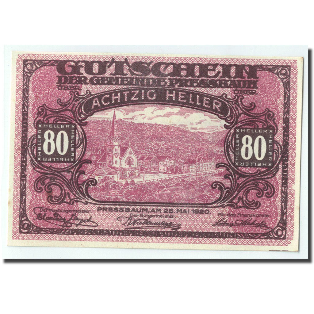 Geldschein, Österreich, Pressbaum, 80 Heller, paysage, 1920, 1920-05-25, UNZ-