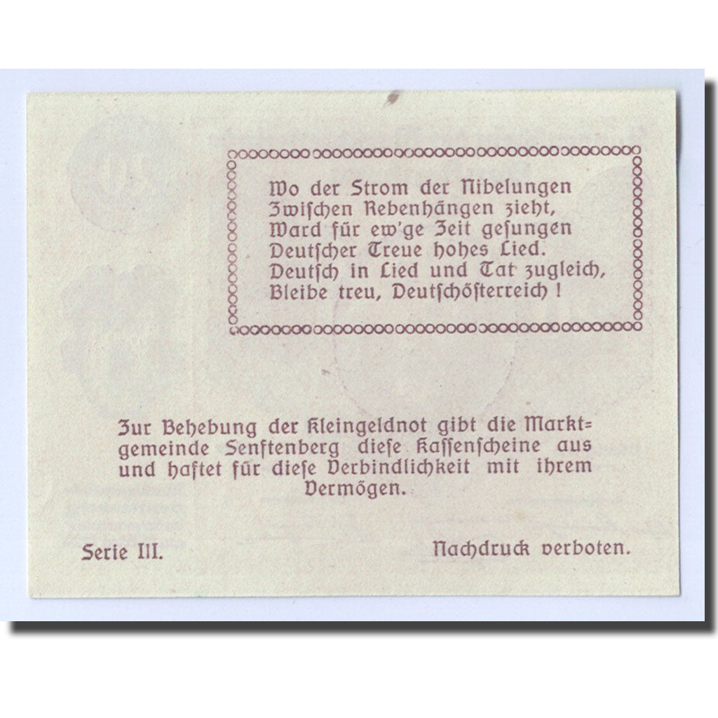 Geldschein, Österreich, Senftenberg, 20 Heller, paysage, 1920, 1920-12-31