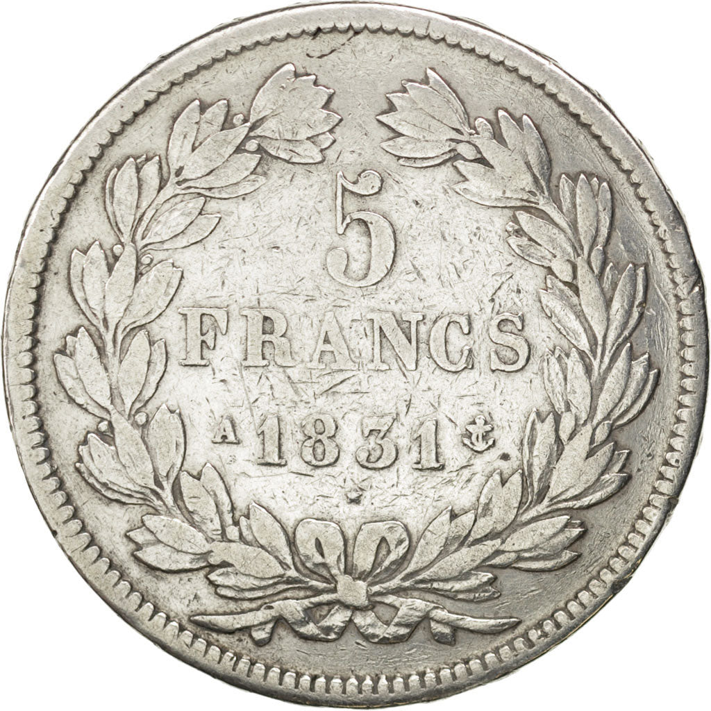 Coin, France, Louis-Philippe, 5 Francs, 1831, Paris, VF(30-35), Silver