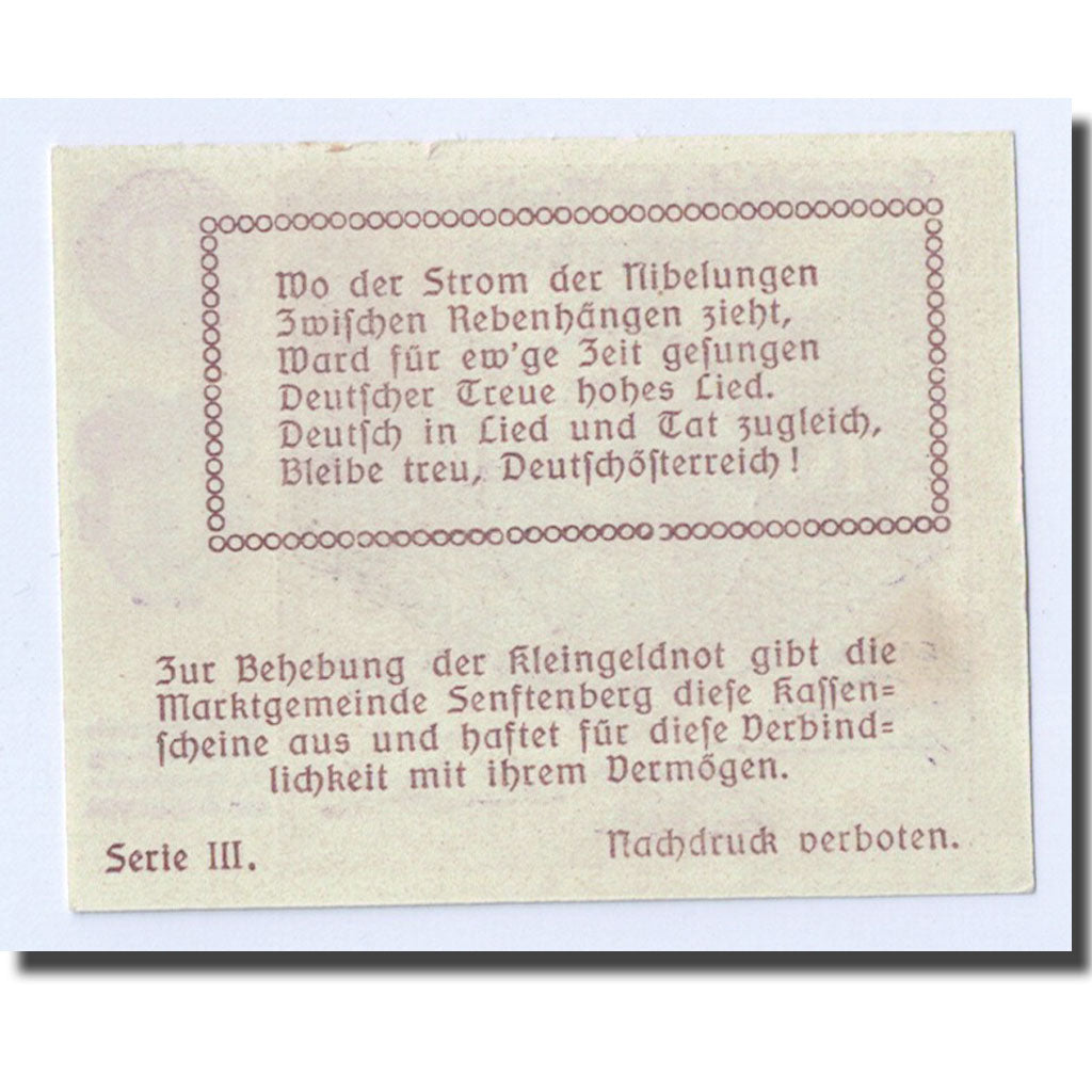 Geldschein, Österreich, Senftenberg, 10 Heller, paysage, 1920, 1920-12-31
