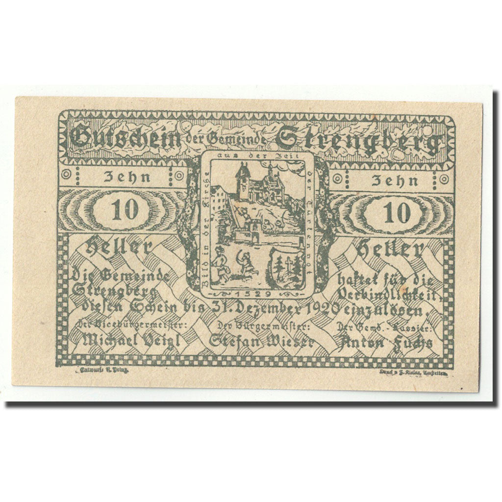 Geldschein, Österreich, Strengberg, 10 Heller, paysage, UNZ-, Mehl:FS 1049c