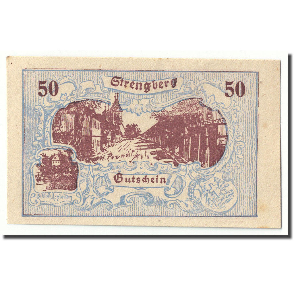Billete, Austria, Strengberg, 50 Heller, paysage, SC, Mehl:FS 1049c