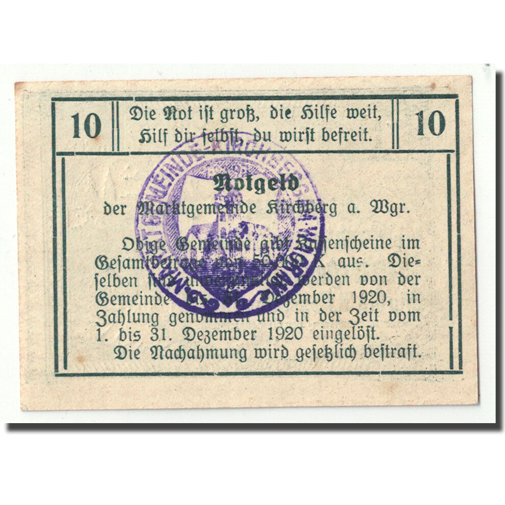 Geldschein, Österreich, Kirchberg, 10 Heller, paysage, UNZ-, Mehl:FS 439 Ia