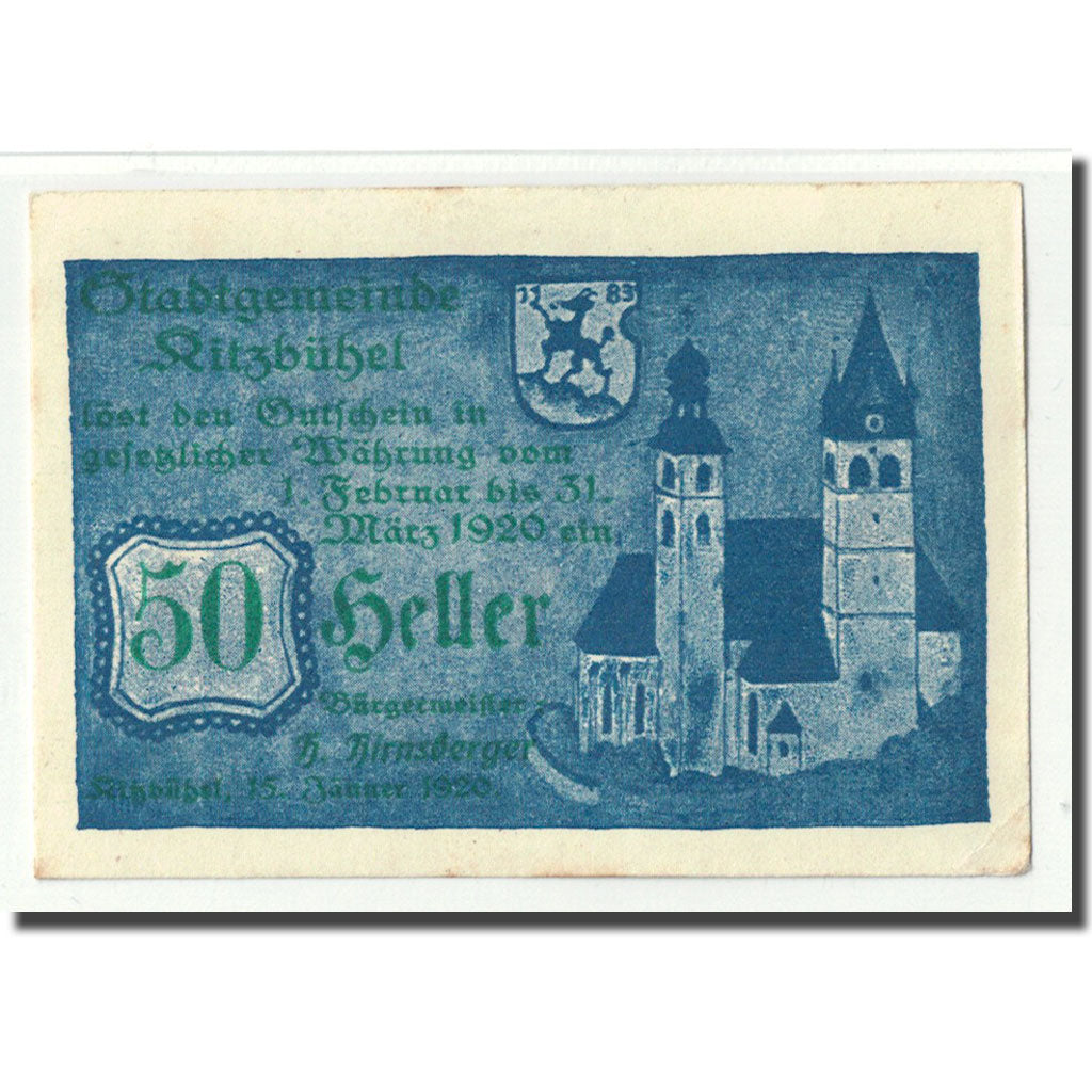Geldschein, Österreich, Kitzbühel, 50 Heller, château, 1920, 1920-01-15