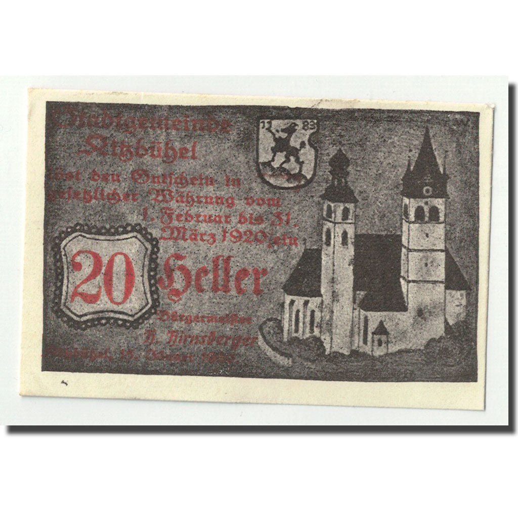 Geldschein, Österreich, Kitzbühel, 20 Heller, château, 1920, 1920-01-15