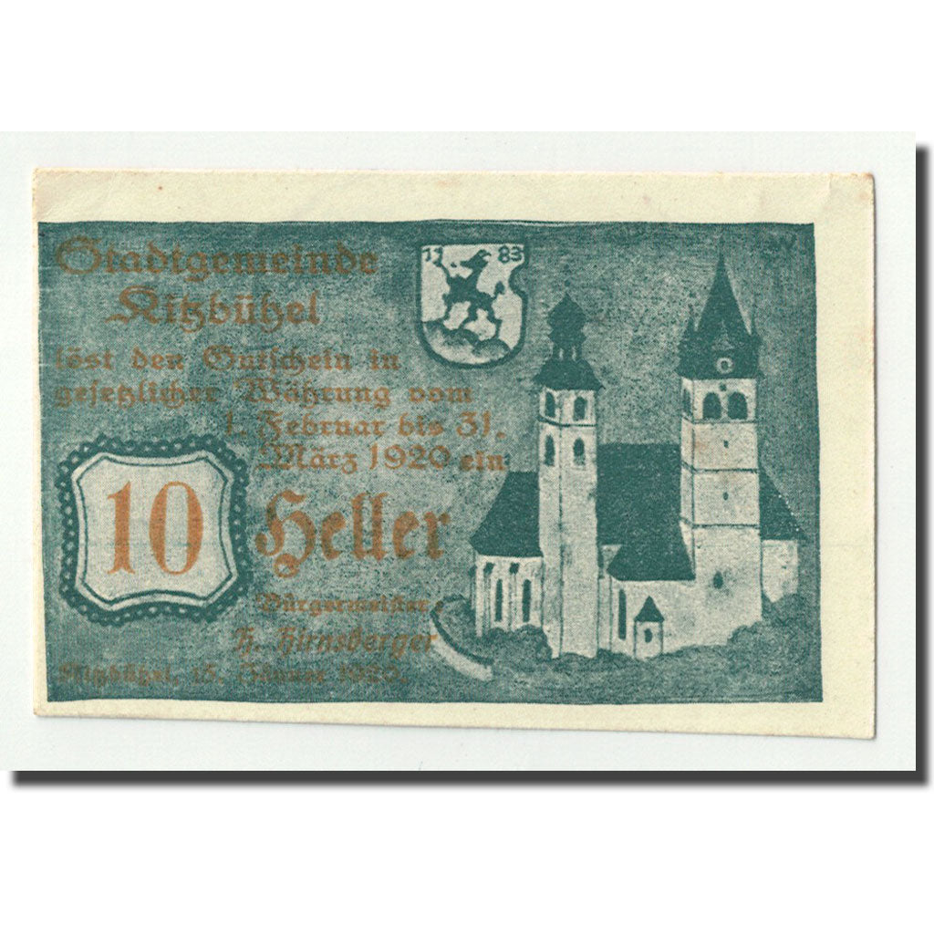 Geldschein, Österreich, Kitzbühel, 10 Heller, château, 1920, 1920-01-15