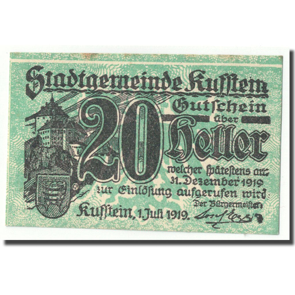Geldschein, Österreich, Kufstein, 20 Heller, château, 1919, 1919-07-01, UNZ-