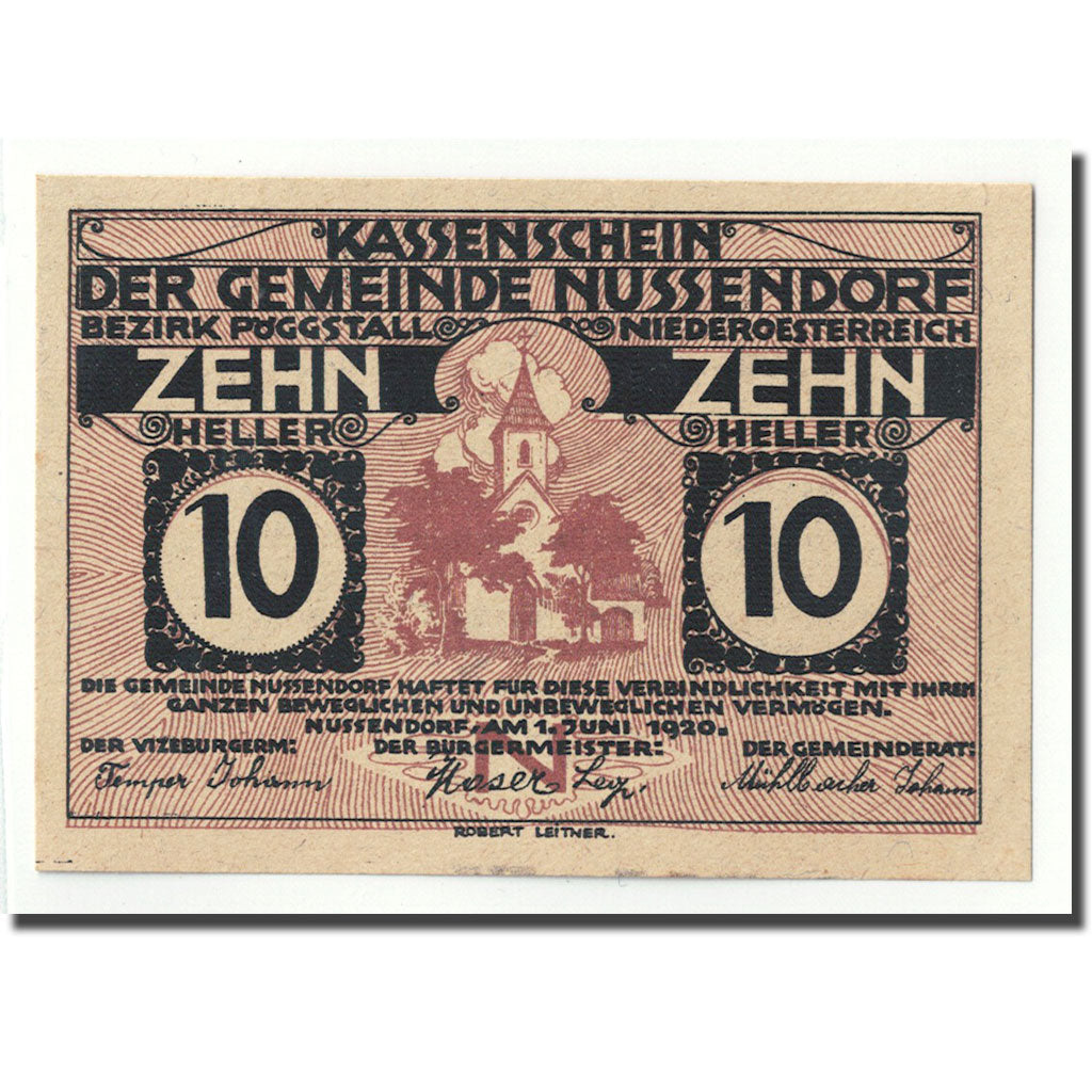 Geldschein, Österreich, Nussendorf, 10 Heller, Eglise, 1920, 1920-06-01, UNZ-