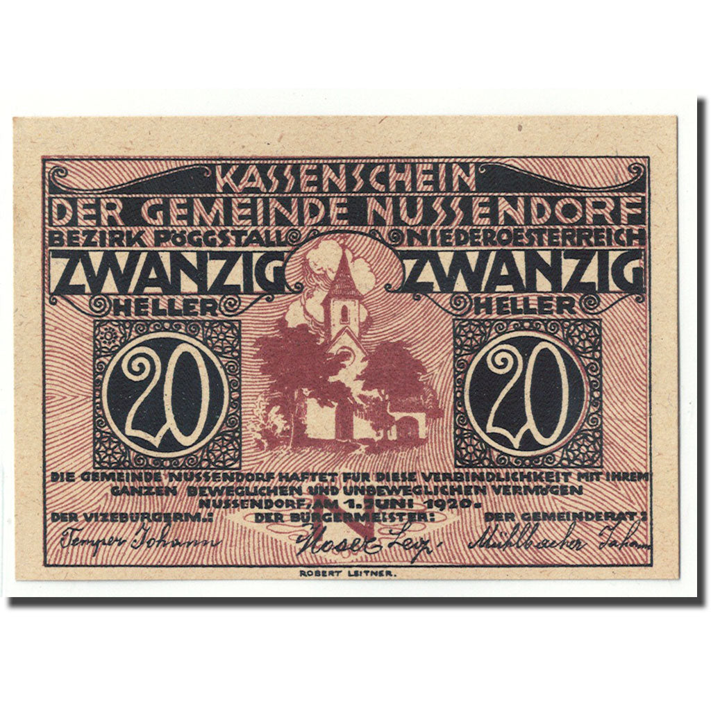 Geldschein, Österreich, Nussendorf, 20 Heller, Eglise, 1920, 1920-06-01, UNZ-
