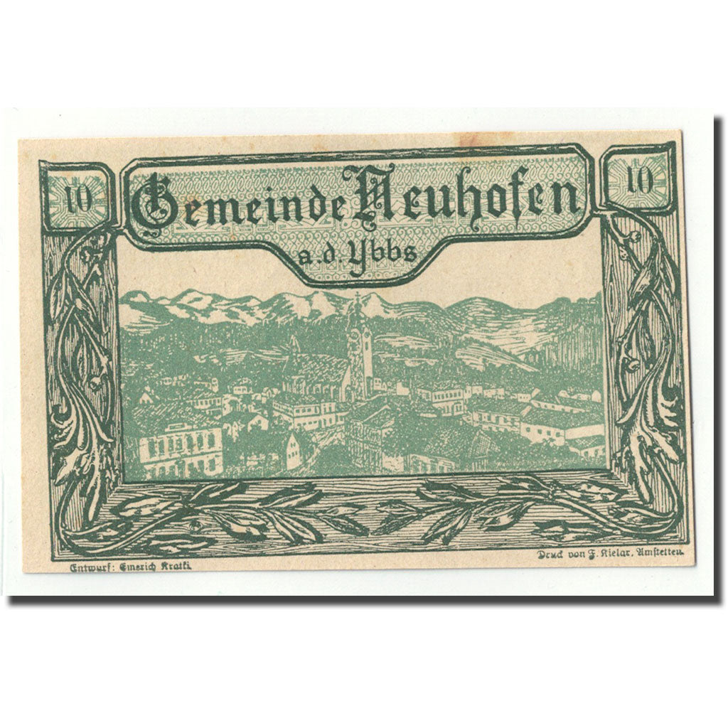 Geldschein, Österreich, Neuhofen a.d Ybbs, 10 Heller, paysage, 1920