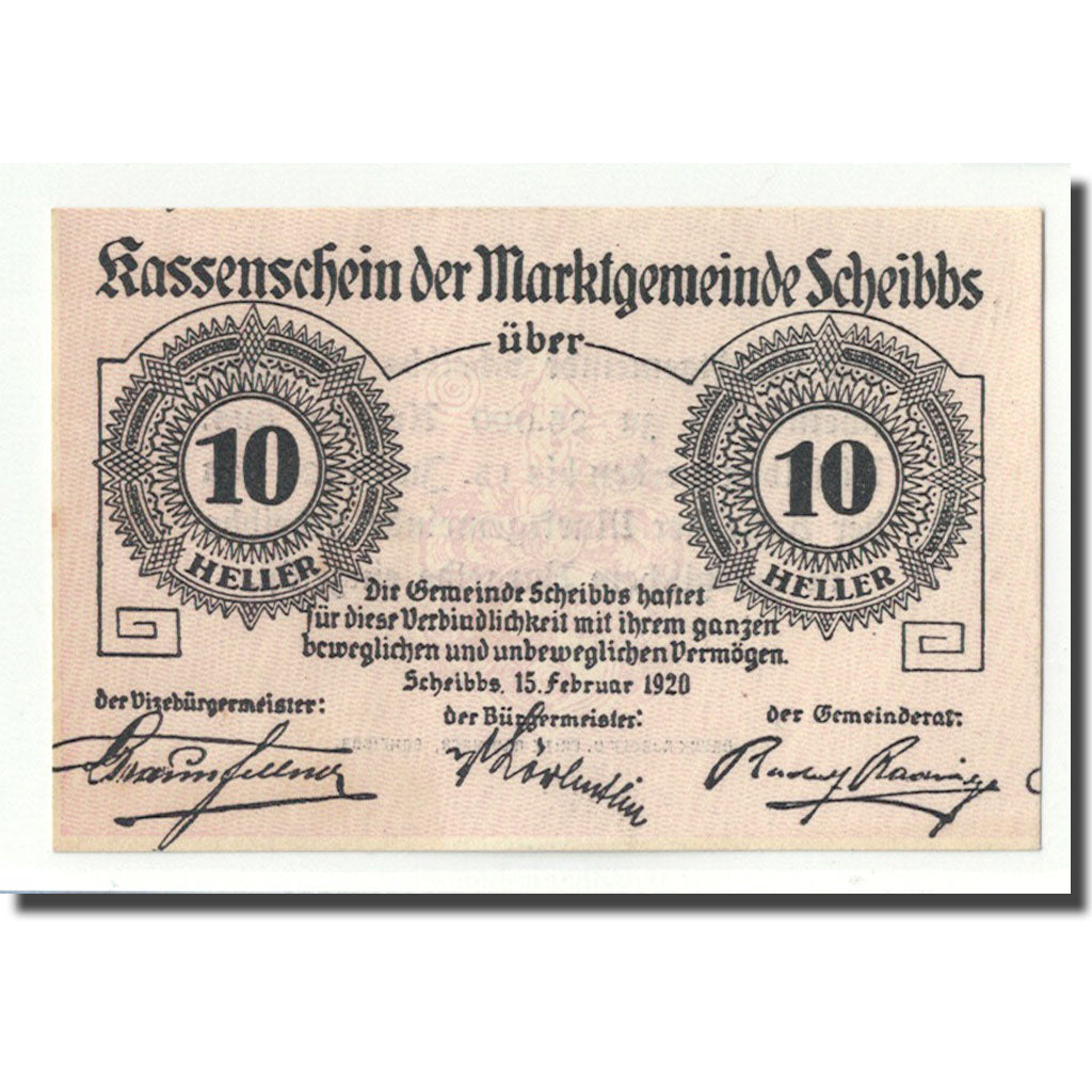 Geldschein, Österreich, Scheibbs, 10 Heller, graphique, 1920, 1920-02-15, UNZ-