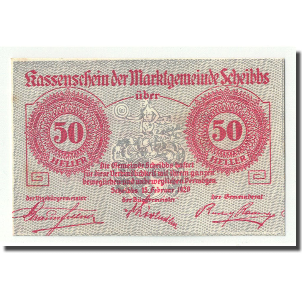 Geldschein, Österreich, Scheibbs, 50 Heller, graphique, 1920, 1920-02-15, UNZ-