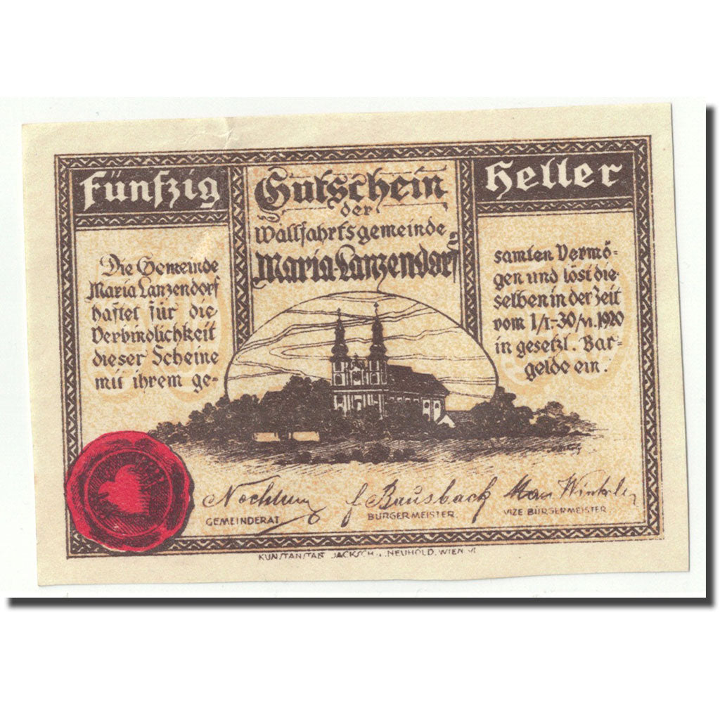 Geldschein, Österreich, Maria-Lazendorf, 50 Heller, manoir, 1920, 1920-06-30