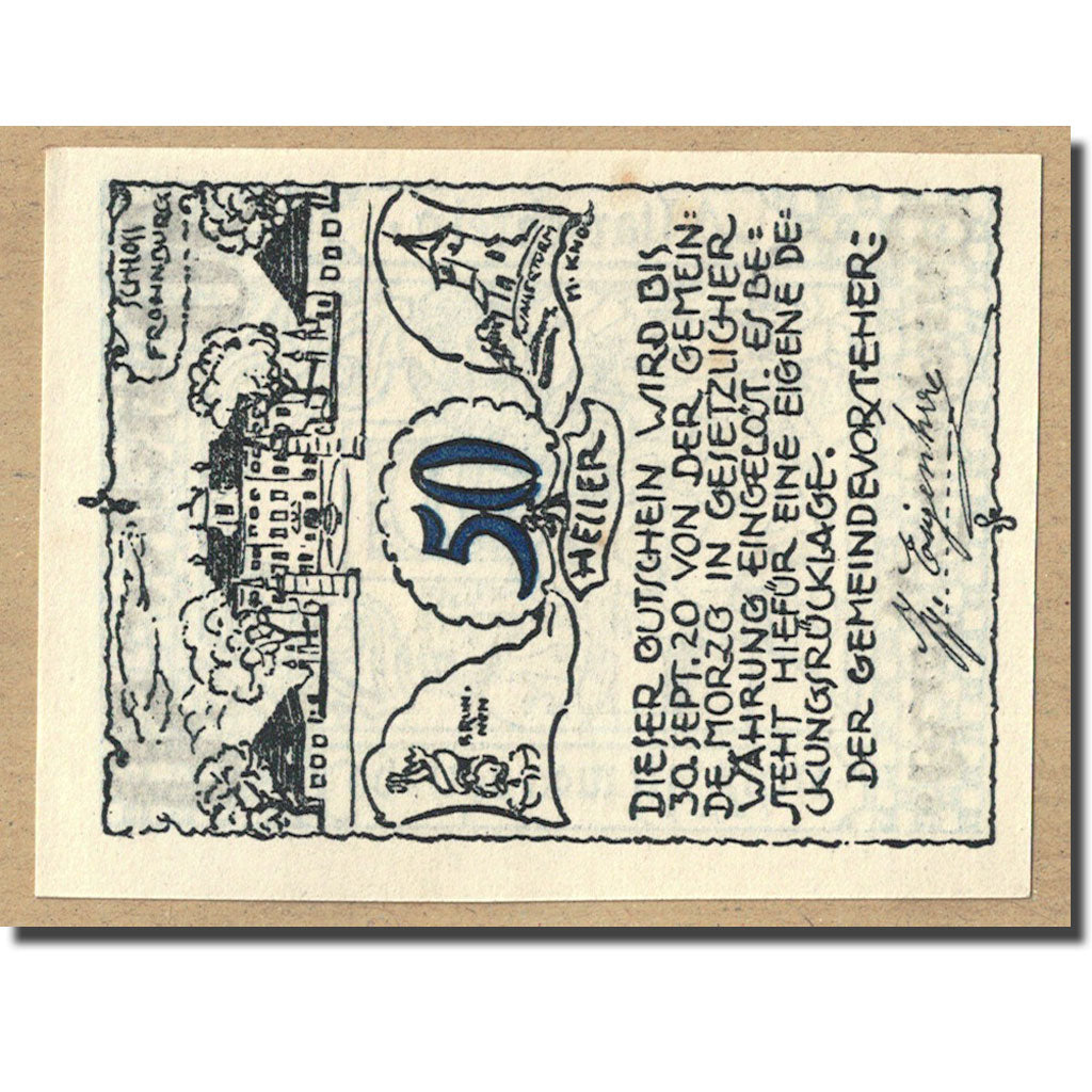 Geldschein, Österreich, Morzg, 50 Heller, personnage, UNZ-, Mehl:FS 630a